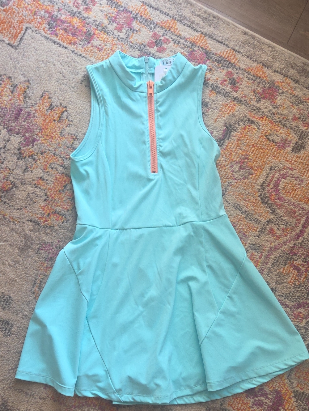 Southern Sunday Aqua Athletic Tennis Dress Zip Front Skort Small
